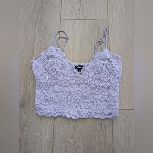 Express Allover Lace Cropped Cami